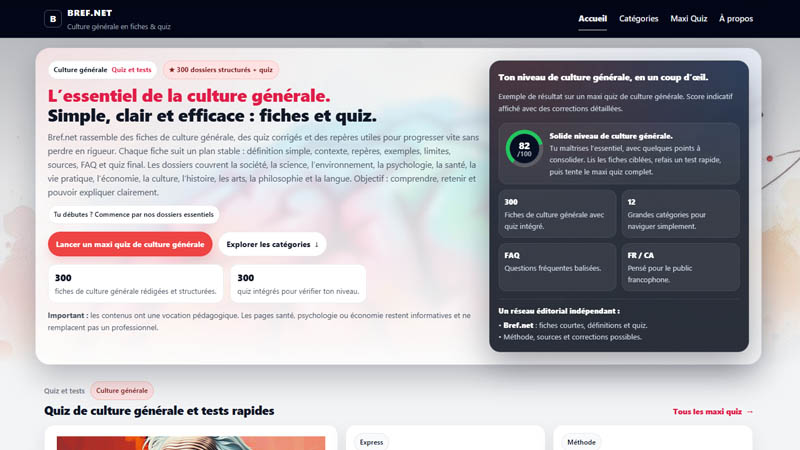 Aperçu du service Bref.net